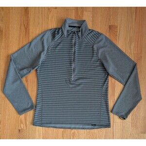 Patagonia Capilene 3 Men's Medium Gray Striped 1/4 Zip Pullover 100% Polyester